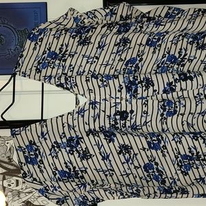 Blue floral blouse V neck